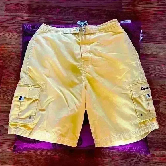 Daniel CREMIEUX swim shorts size Medium.  Excellent condition.  Yellow. Velcro - Picture 1 of 8